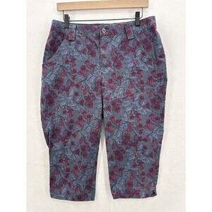 Duluth Rootstock Gardening Petal Pusher Pants Womens 10 Gray Floral Stretch